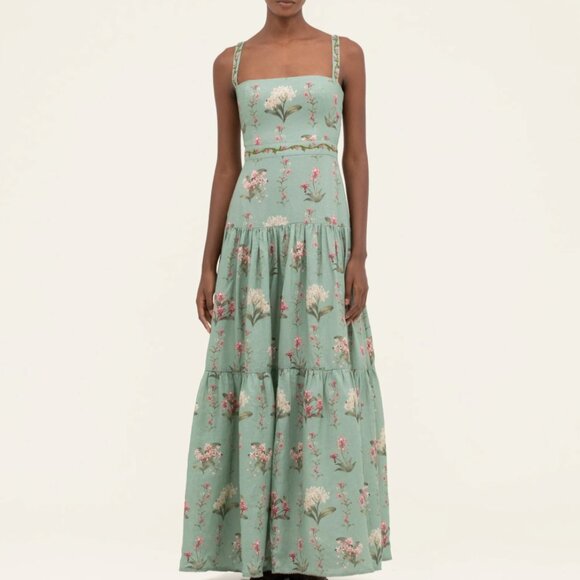 Agua by Agua Bendita Lima Orquidea Maxi Dress Hand-Embroidered - Picture 1 of 16